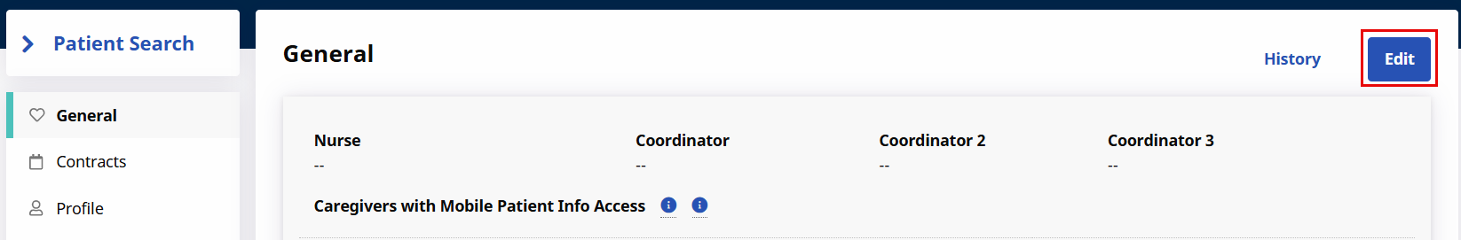 Edit the Patient General information Edit the Patient General information