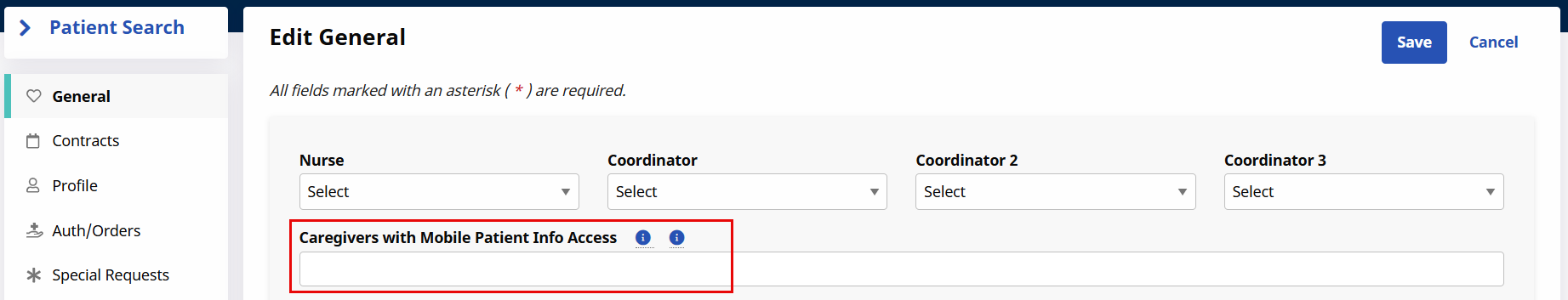 Edit the Patient General information Edit the Patient General information