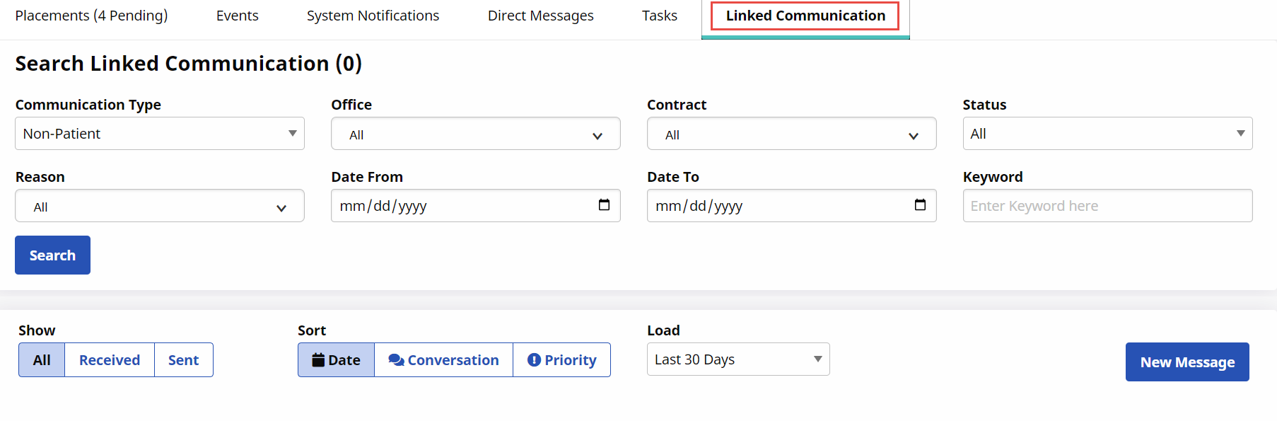 Communications Message Center Page Communications Message Center Page