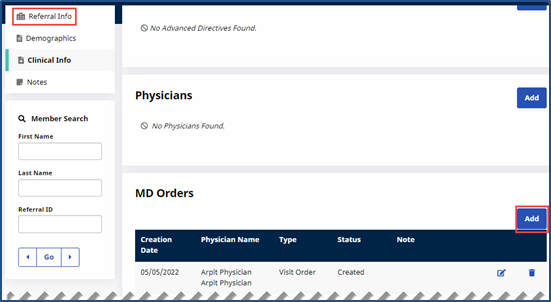 MD Order Tracking Added to Referral