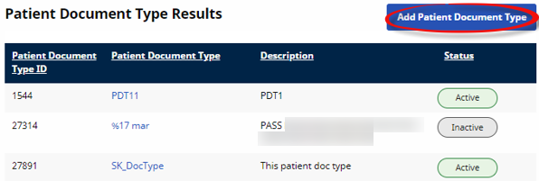 Patient Document Type Results Patient Document Type Results