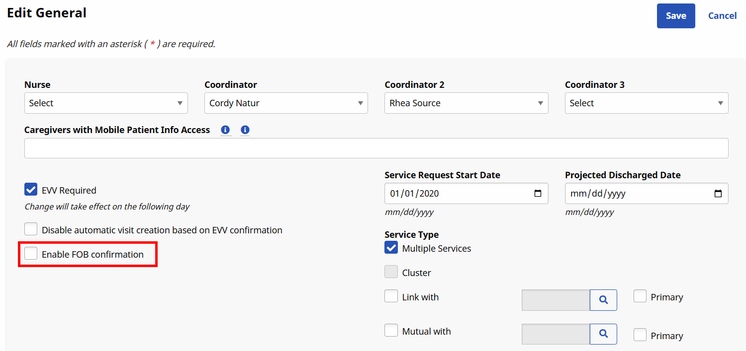 Deselect Enable FOB Confirmation Checkbox Deselect Enable FOB Confirmation Checkbox