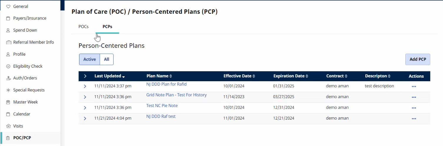 Person-Centered Plan window Person-Centered Plan window