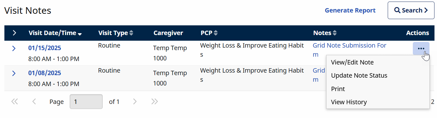 Visit Notes Visit Notes