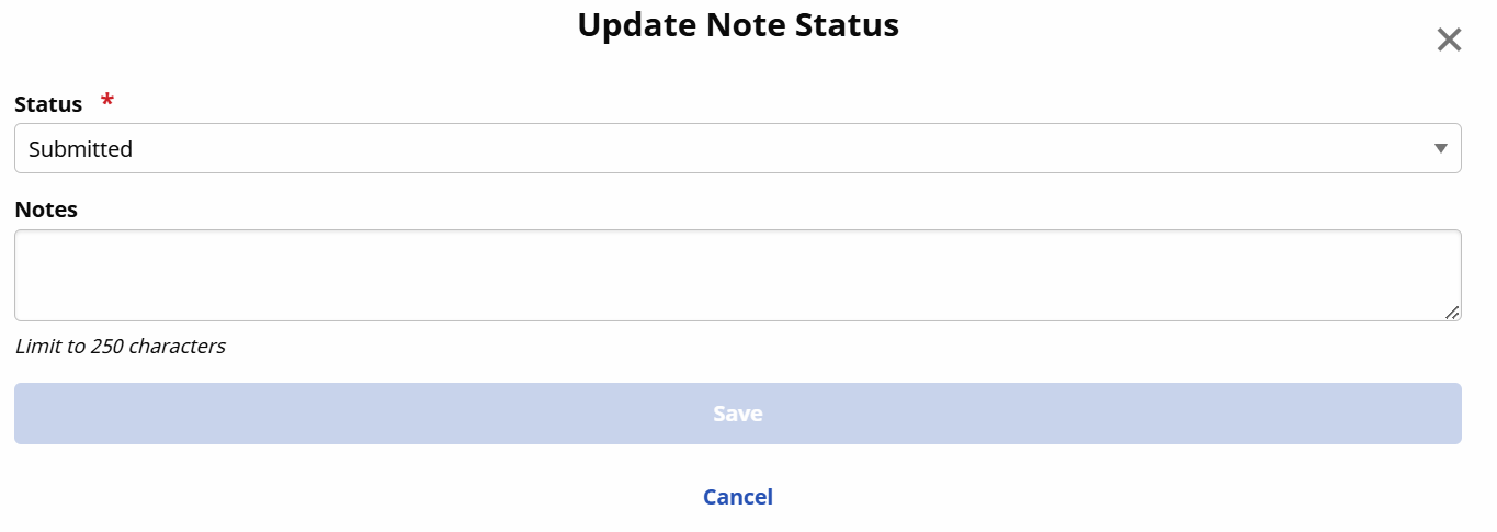 Update Note Status Update Note Status