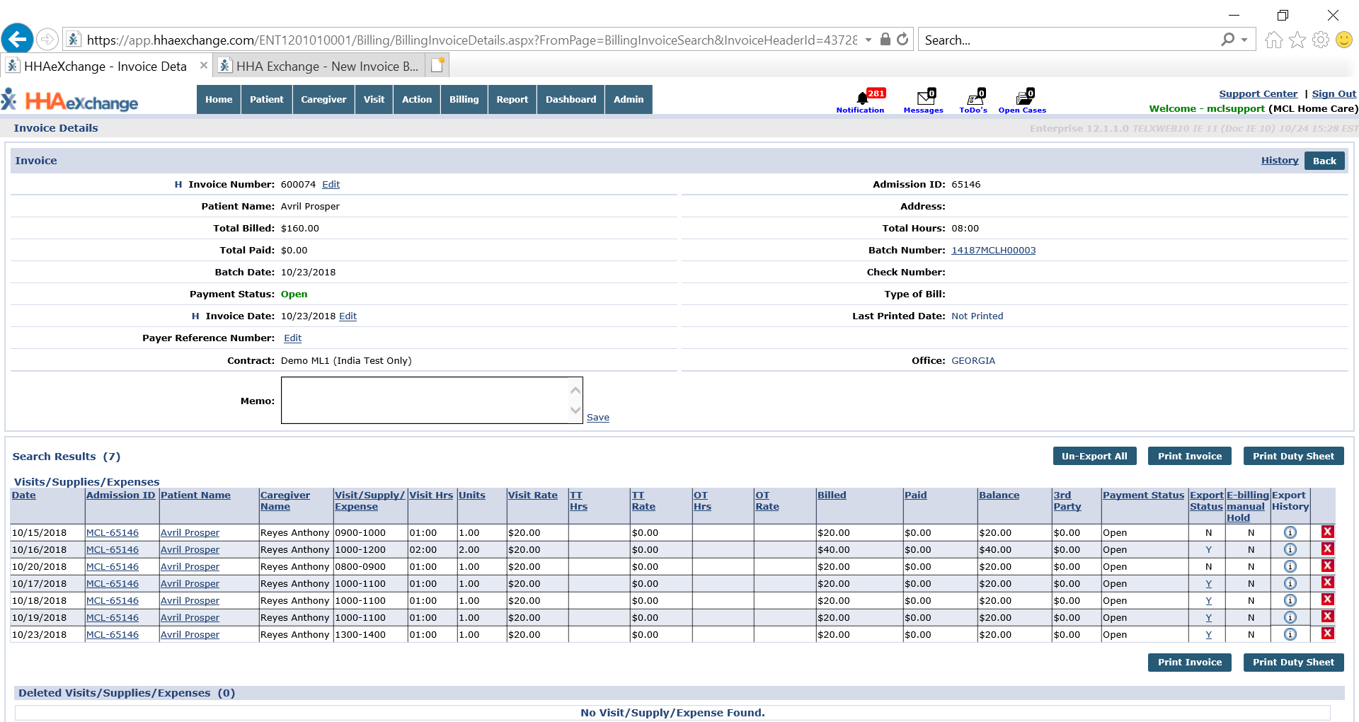 Y Link under Export Status Column Y Link under Export Status Column