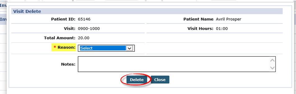 Visit Delete Window Visit Delete Window