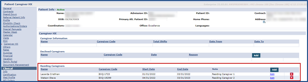 Patient Parent Profile - Residing Caregiver Section Patient Parent Profile - Residing Caregiver Section