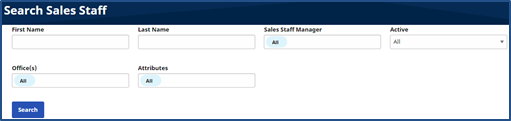 Sales Staff Search Sales Staff Search