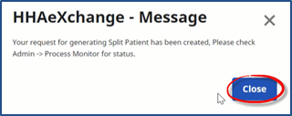 Successful Split Patient Record Successful Split Patient Record