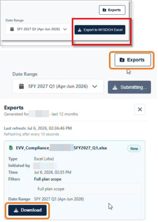 Export to NYS DOH Excel EVV Compliance Report