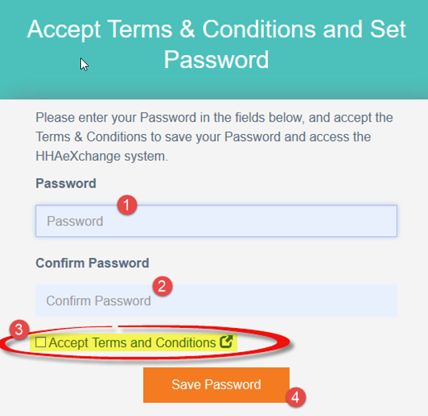 Create Password Screen This image shows the Create Password screen with fields and steps.