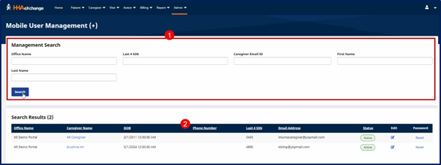 Mobile User Management Search Options Mobile User Management Search Options