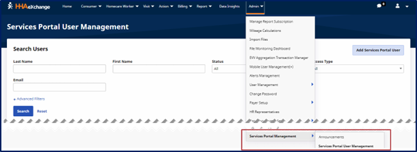 Services Portal User Management Services Portal User Management