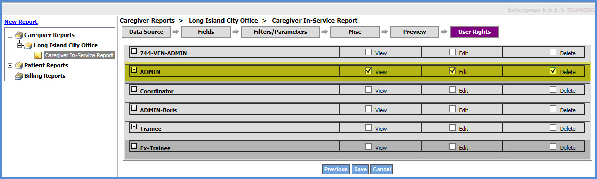 Assign User Rights to Role Assign User Rights to Role