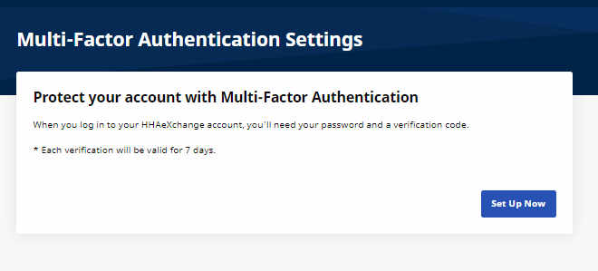 MFA Setup Request page MFA Setup Request page