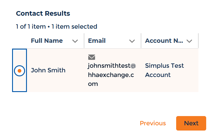 Select the radio button next to the name of the contact you want to share visibility with. Select the radio button next to the name of the contact you want to share visibility with.