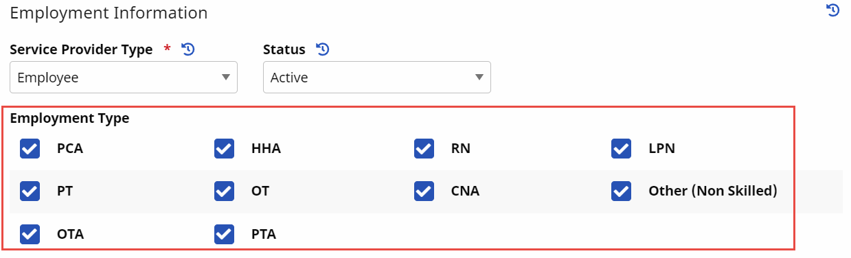 Caregiver Profile - Employment Type Caregiver Profile - Employment Type