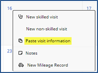 Paste Visit Information