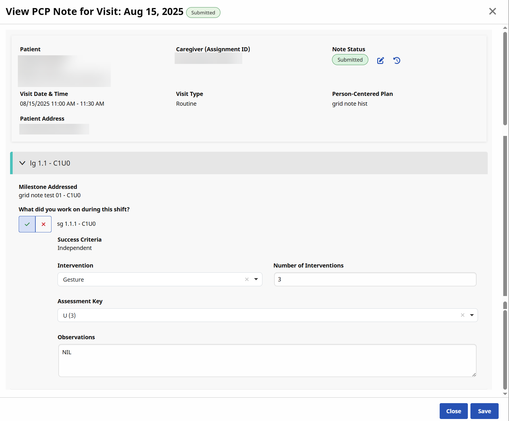 Visit PCP Note Visit PCP Note