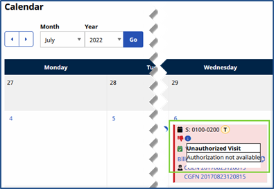Unauthorized Visit Reason (Pink) Unauthorized Visit Reason (Pink)