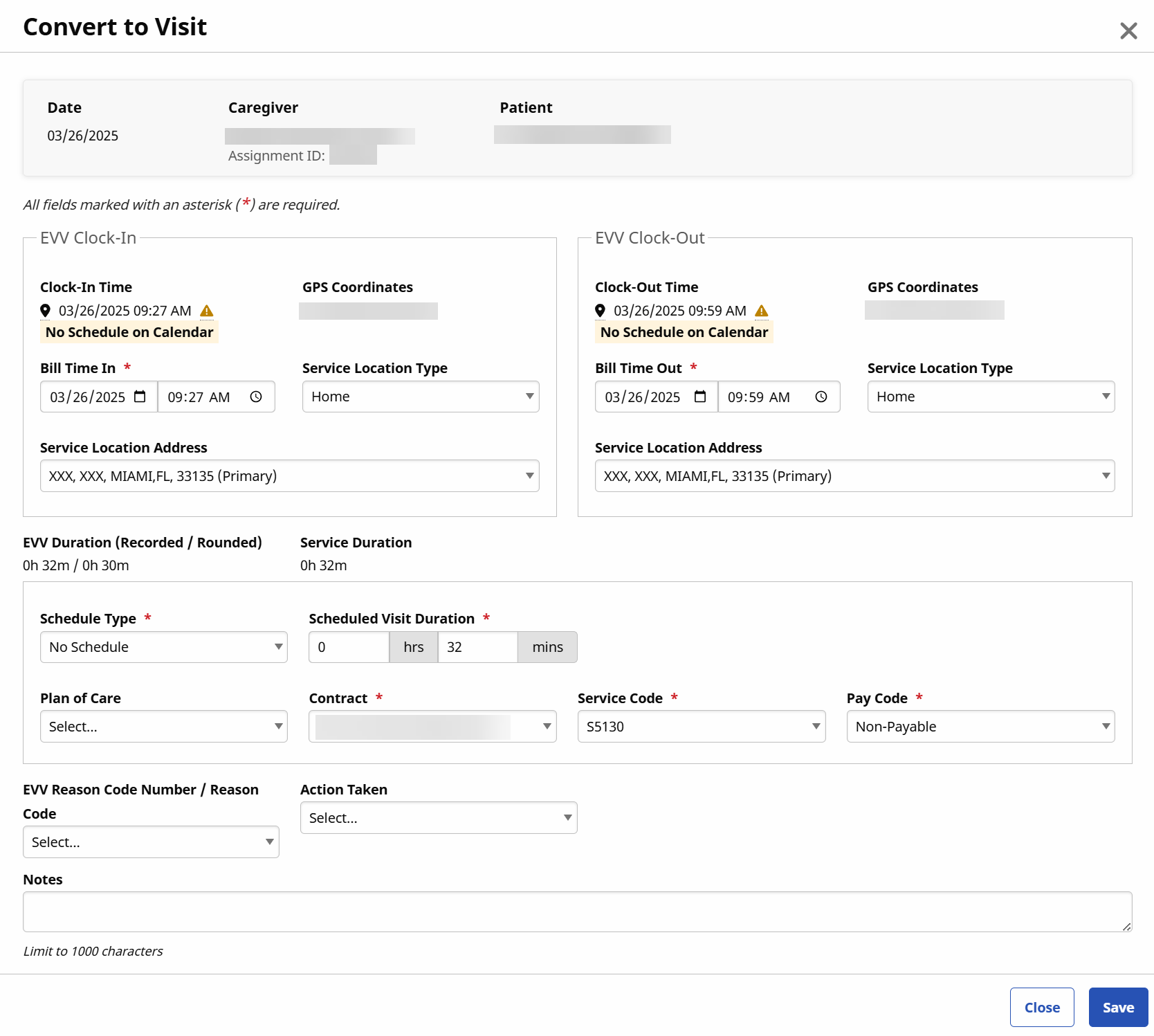 Visit filters on the Visit Maintenance feature Visit filters on the Visit Maintenance feature