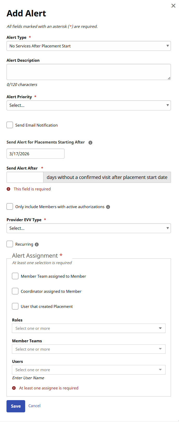 The Add Alert Window The Add Alert Window
