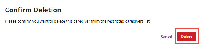 Confirming Deletion Confirm Deletion page shown with Delete button highlighted at right
