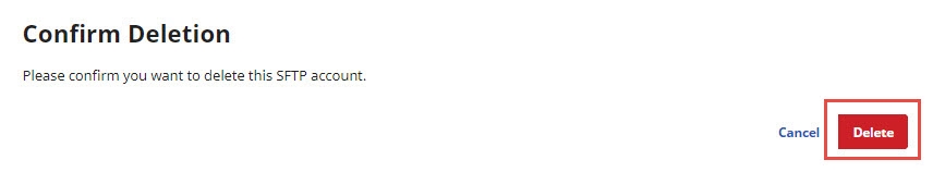 Confirming Deletion page with Delete button highlighted at right