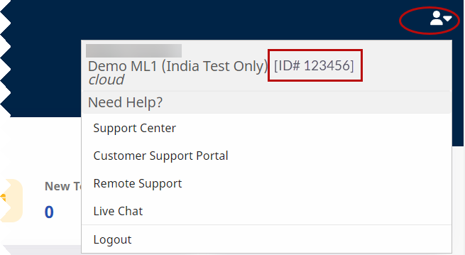 This image shows the Custoemr ID highlighted on the User Profile menu.