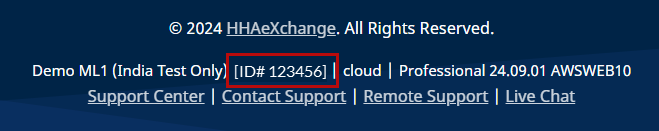 This image shows the Customer ID highlighted in the footer of the page.