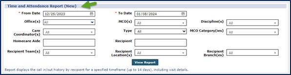 Time and Attendance Report (New)