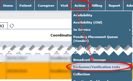 Action > Exclusion/Verification Lists