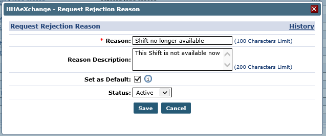 Create a Request Rejection Reason