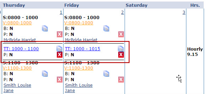 This image highlights the saved Travel Time in the Caregiver Calendar.