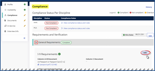 Applicant Compliance Page