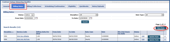 Billing Rates Tab: New Rate
