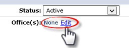 Click Edit to assign Offices