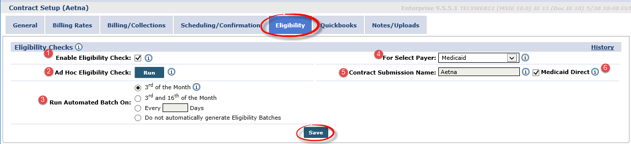 Contract Setup Eligibility Page