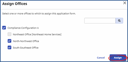 Assign Offices Window