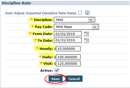 Discipline Rates Window