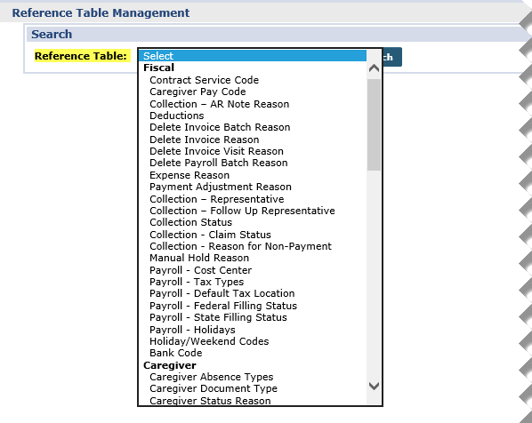 Reference Table Management