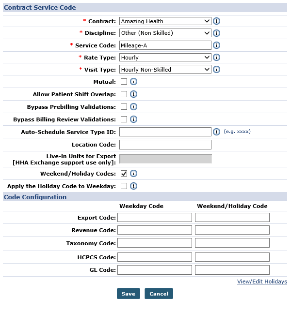 Contract Service Code Window