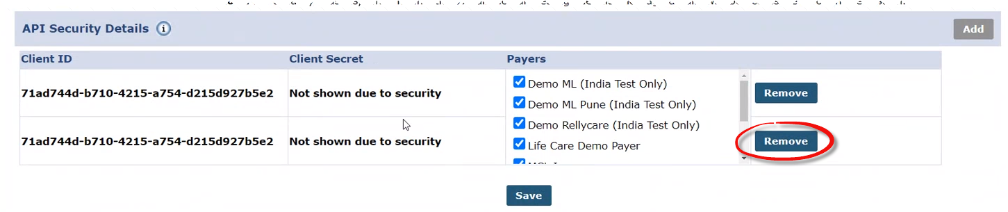 Removing a Credential Set