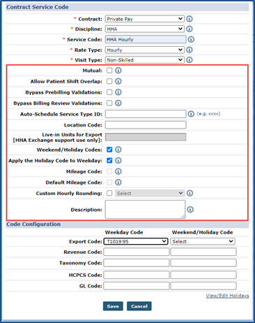 Contract Service Code: Additional Fields