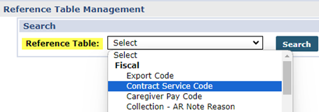 Select Contract Service Code