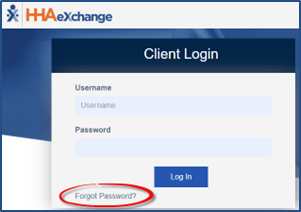 The Forgot Password link displays at bottom-left emphasized om the Client Login page.