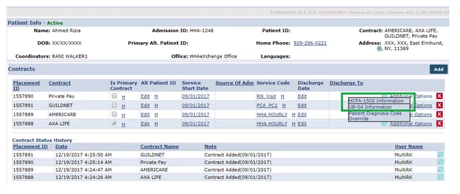 Patient Contract Page