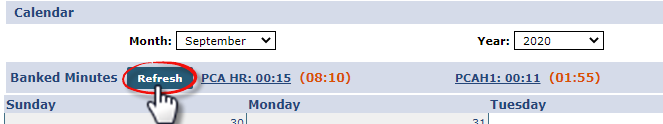 Banked Minutes Refresh Button