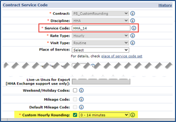 Contract Service Code: Custom Hourly Rounding